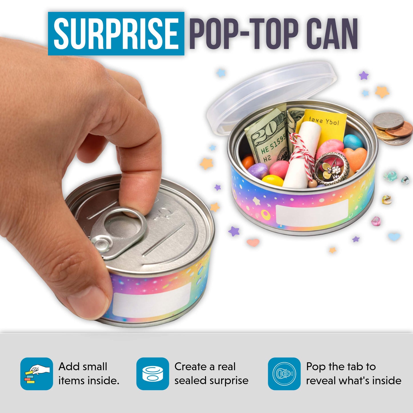 10 Pack 3.5g Pull-Top Tin Can Storage Containers Mystery Bundle - Assorted Designs