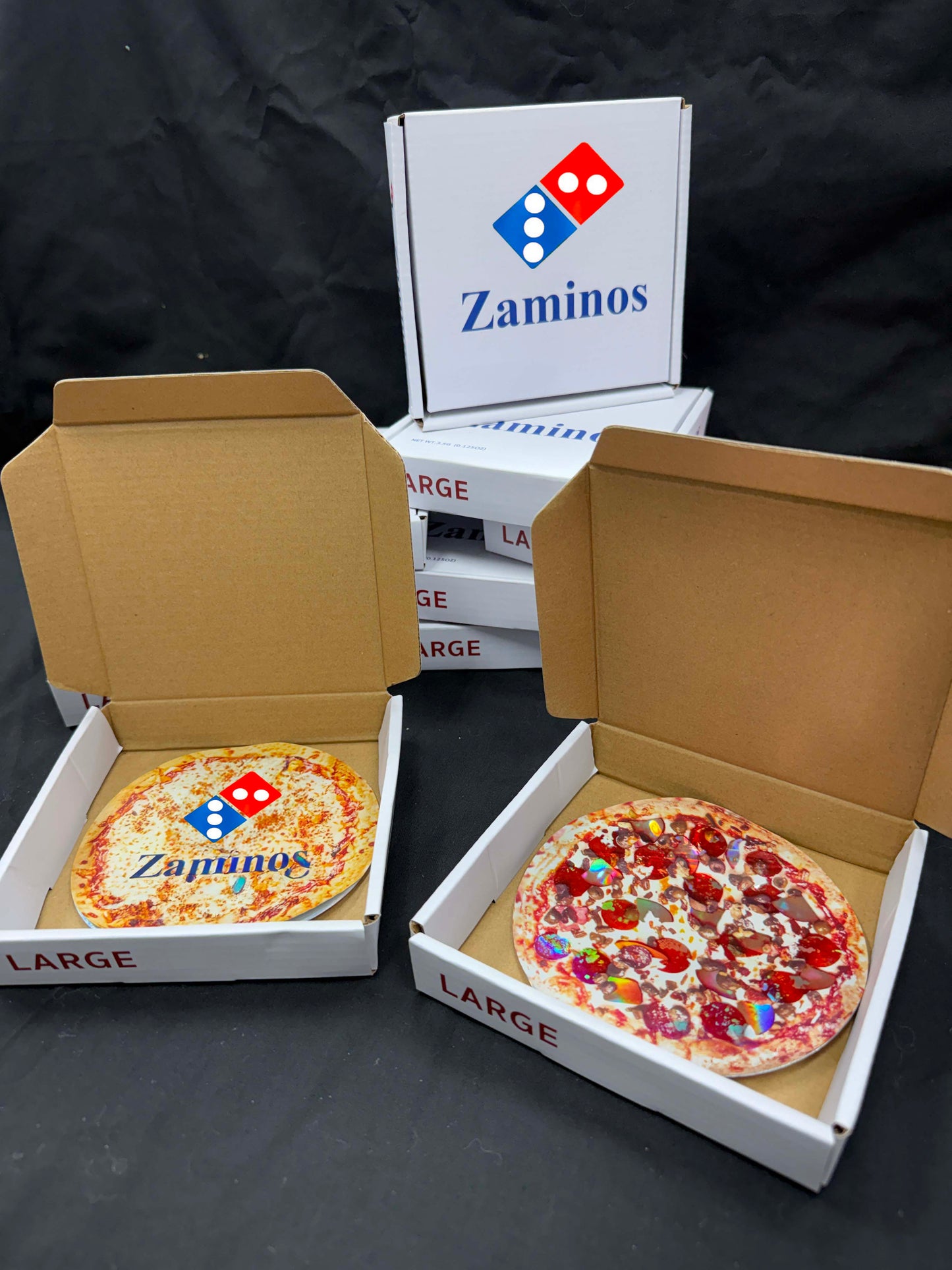 12-Piece Bundle Collectible ZP Decorative Foil Packaging Set with Pizza-Style Boxes