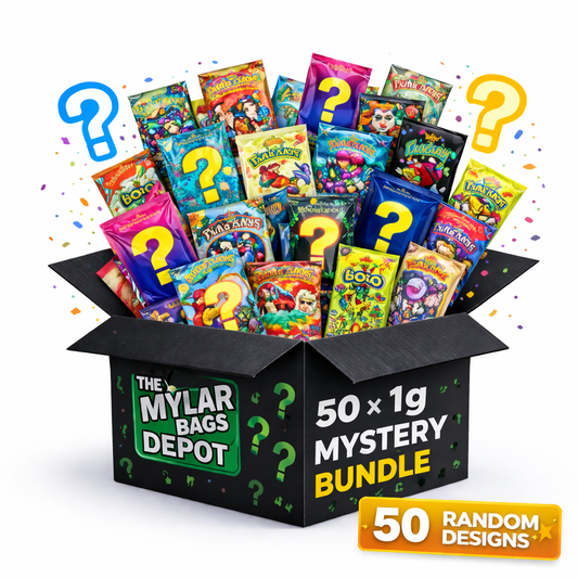 1g - 50 Mylar Bags Mystery Bundle Pack β Assorted Designs