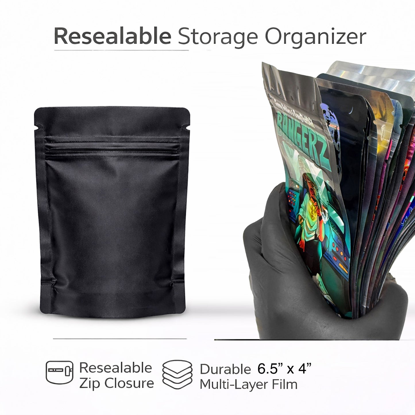 50 Pack – 7g Exotic Mylar Bags | Resealable Foil Packaging Pouches - Lebron James