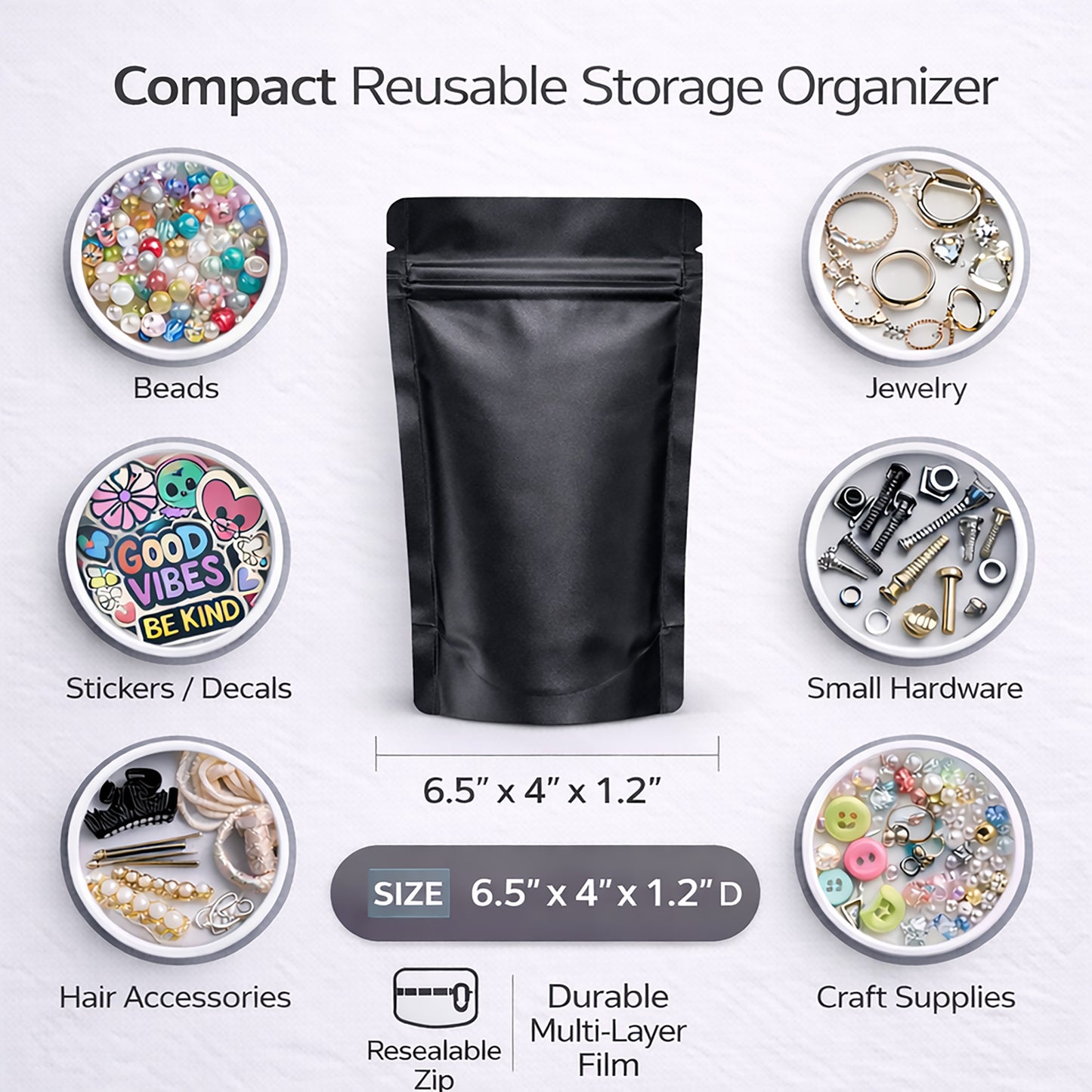 50 Pack – 7g Exotic Mylar Bags | Resealable Foil Packaging Pouches - Lebron James