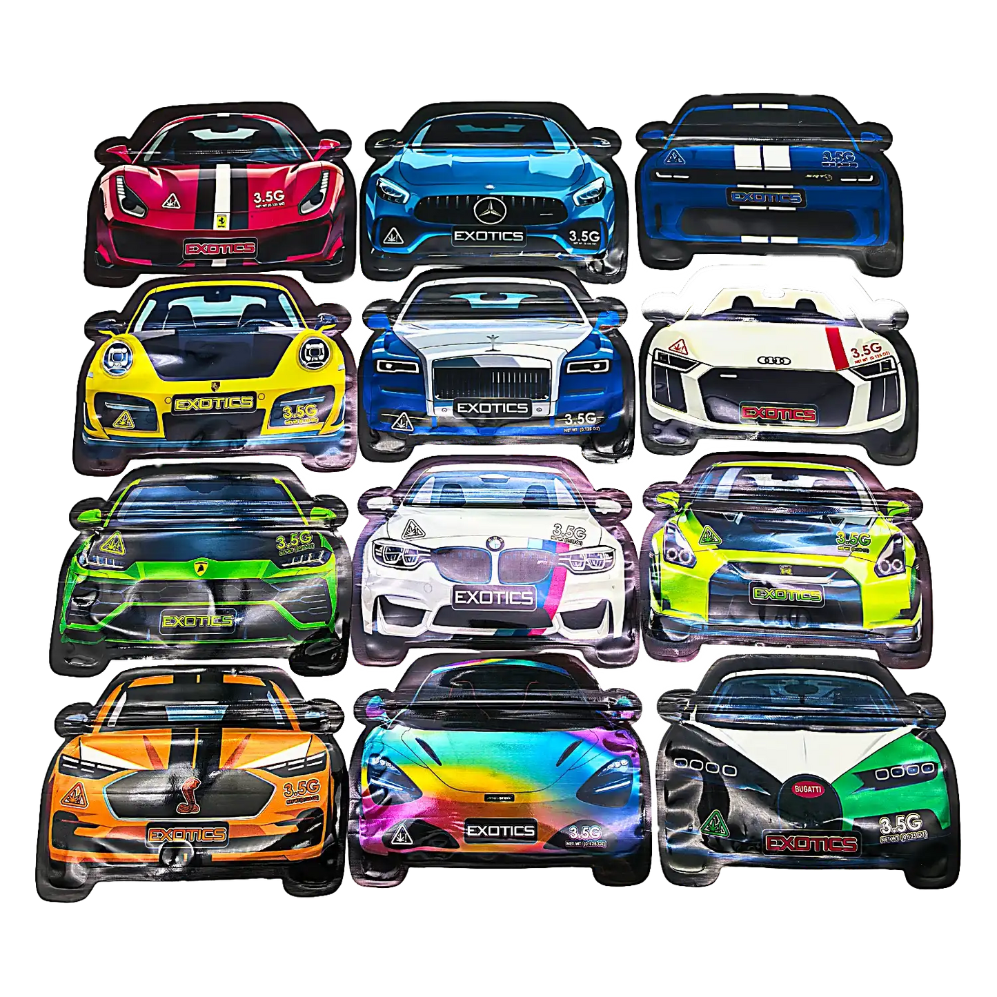 3.5g Shaped Mylar Bag - Orange Cobra Car (50 Count)