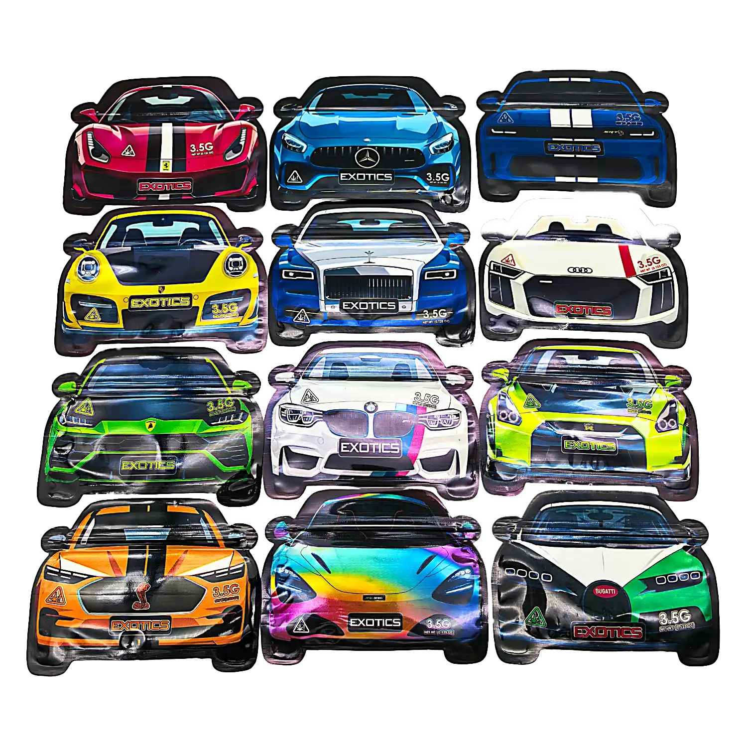 3.5g Shaped Mylar Bag - Orange Cobra Car (50 Count)