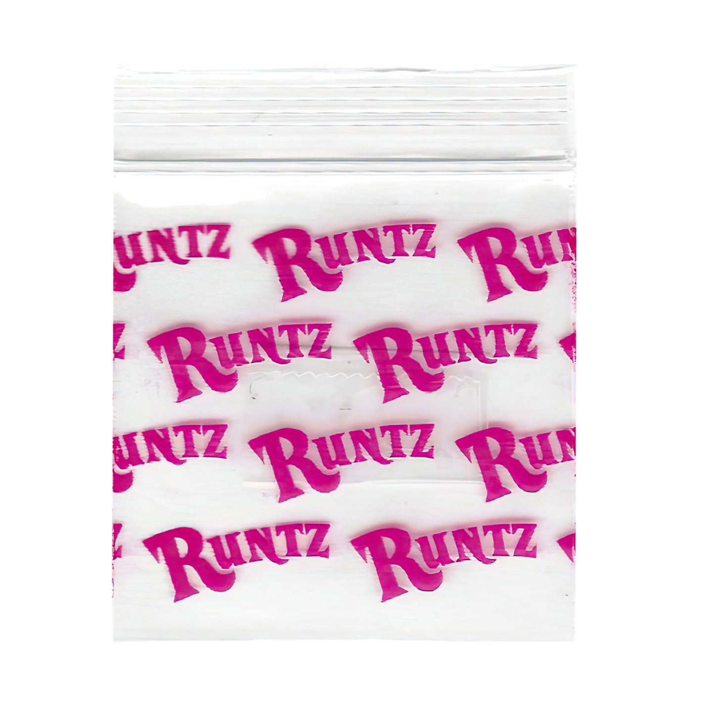 Mylar Bags, Cannabis Mylar Bags, , Where to buy mylar bags, Custom mylar bags near me, Mylar Bags Wholesale. Bag of Runtz candy with pink text on a white background