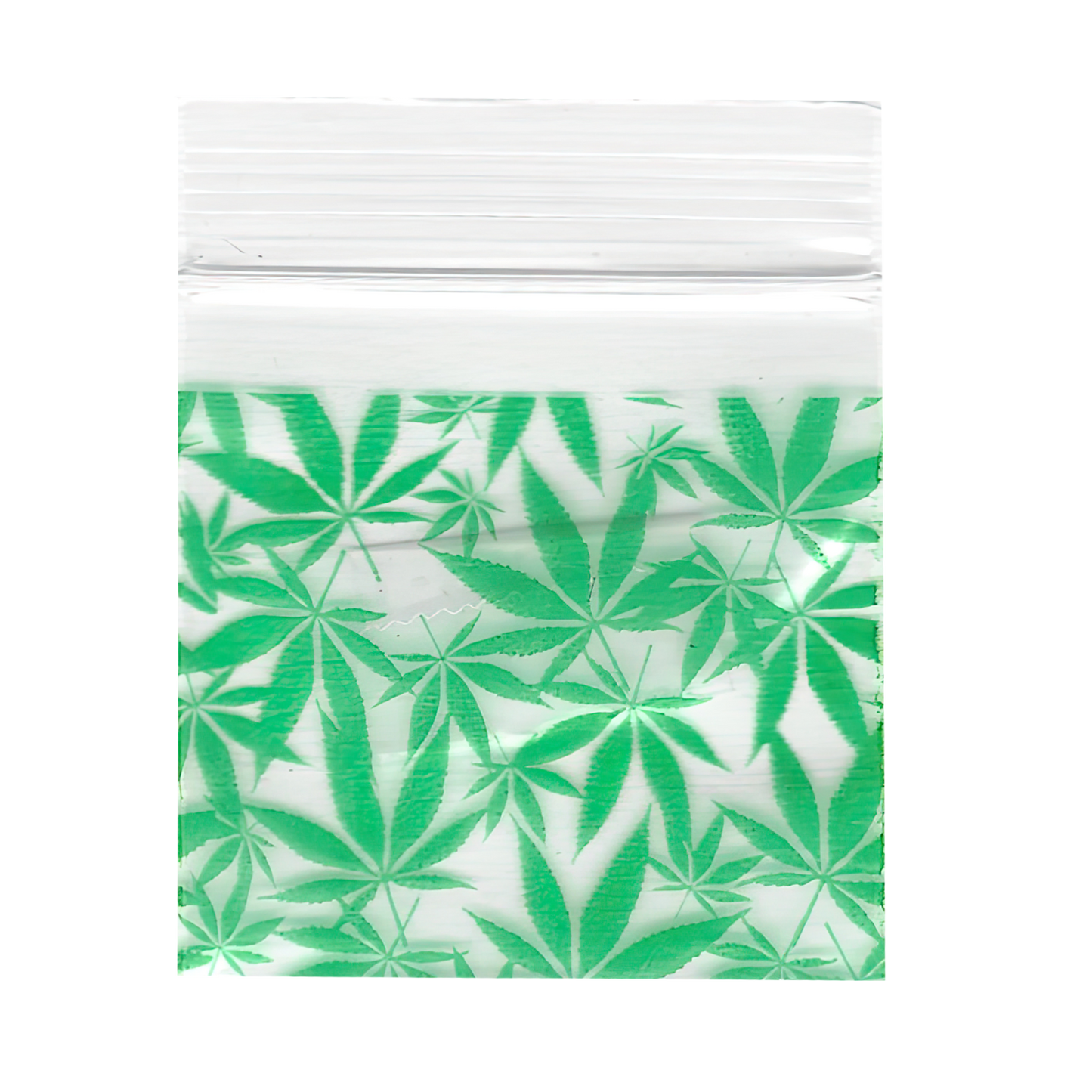 Mylar Bags, Cannabis Mylar Bags, , Where to buy mylar bags, Custom mylar bags near me, Mylar Bags Wholesale. Clear plastic bag with green cannabis leaf pattern on a white background
