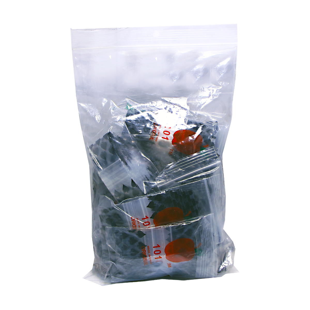 1000 Pack - Mini Apple Bags 1515 (1.5" x 1.5") Clear Storage Bag - Black Club