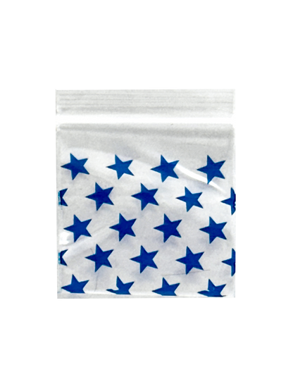 1000 Pack - Mini Apple Bags 1515 (1.5" x 1.5") Clear Storage Bag - Blue Star