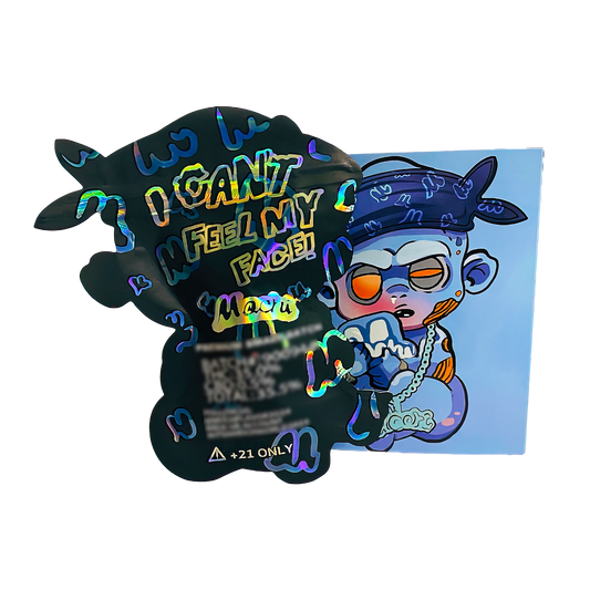 3.5g Mylar Bag with Window Box - I Can't Feel My Face Mochi (25 Bags+25Boxes)