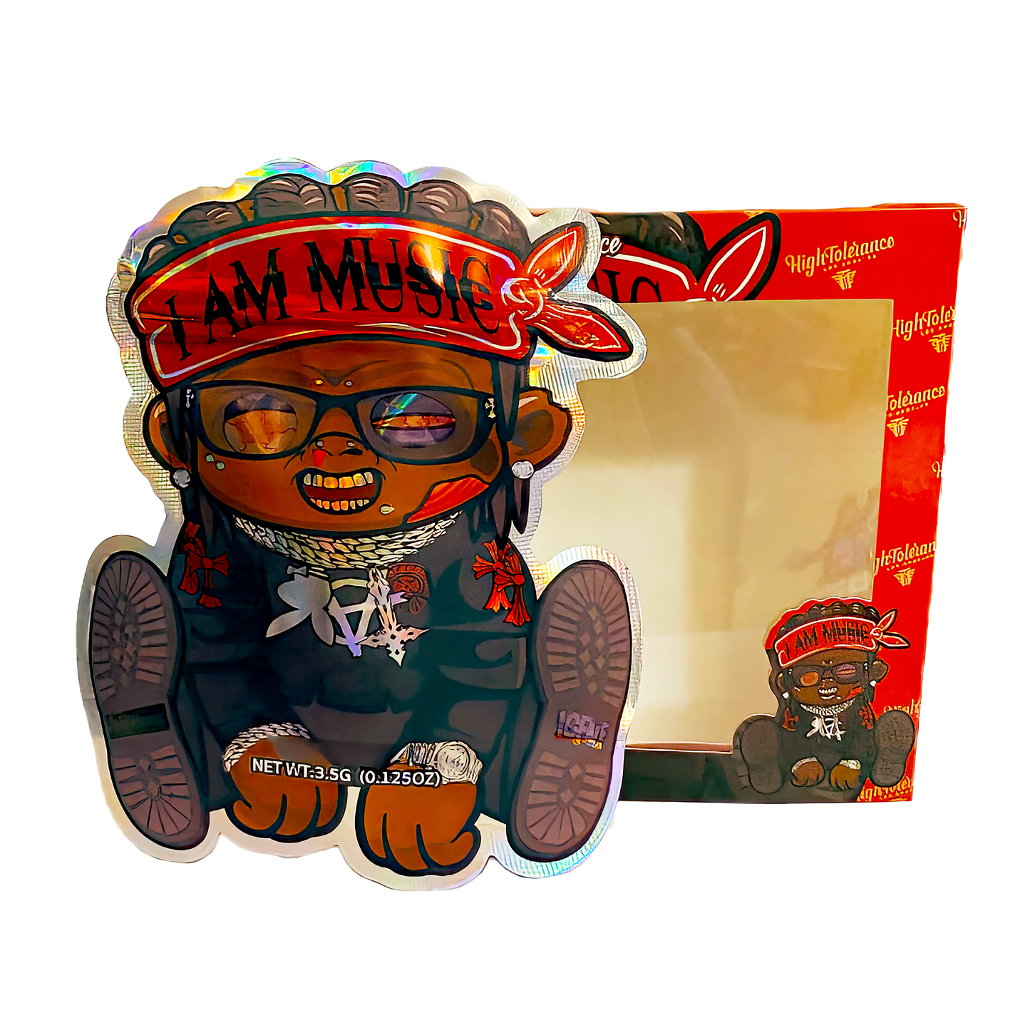 3.5g Mylar Bag with Window Box - I Am Music (25 Bags+25Boxes)