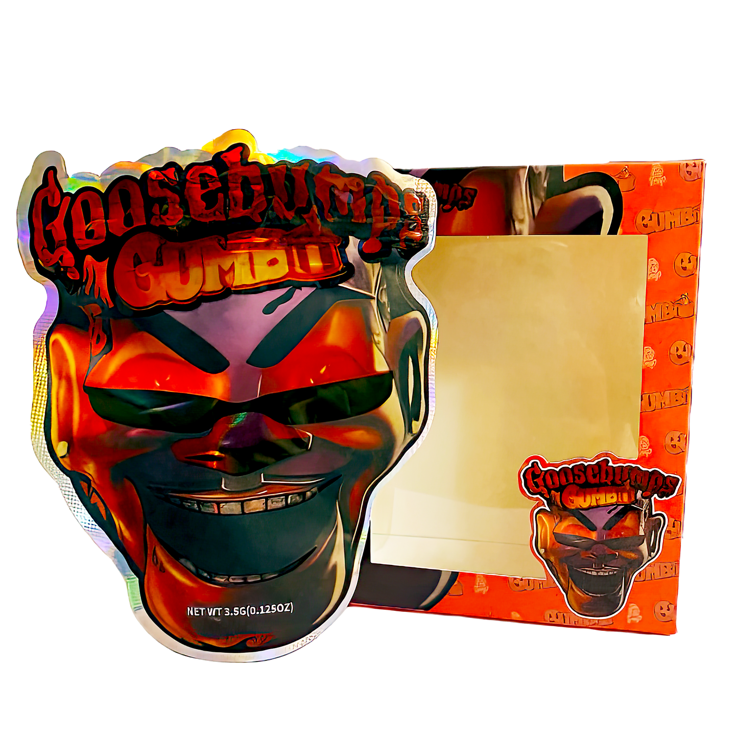 3.5g Mylar Bag with Window Box - Goosebumps Gumbo (25 Bags+25Boxes)