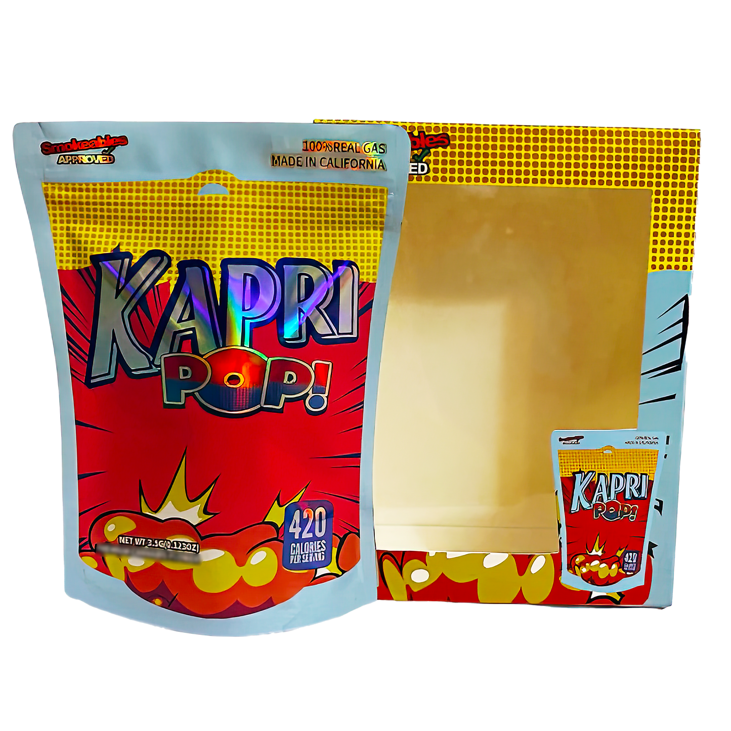 3.5g Mylar Bag with Window Box - Kapri Pop (25 Bags+25Boxes)