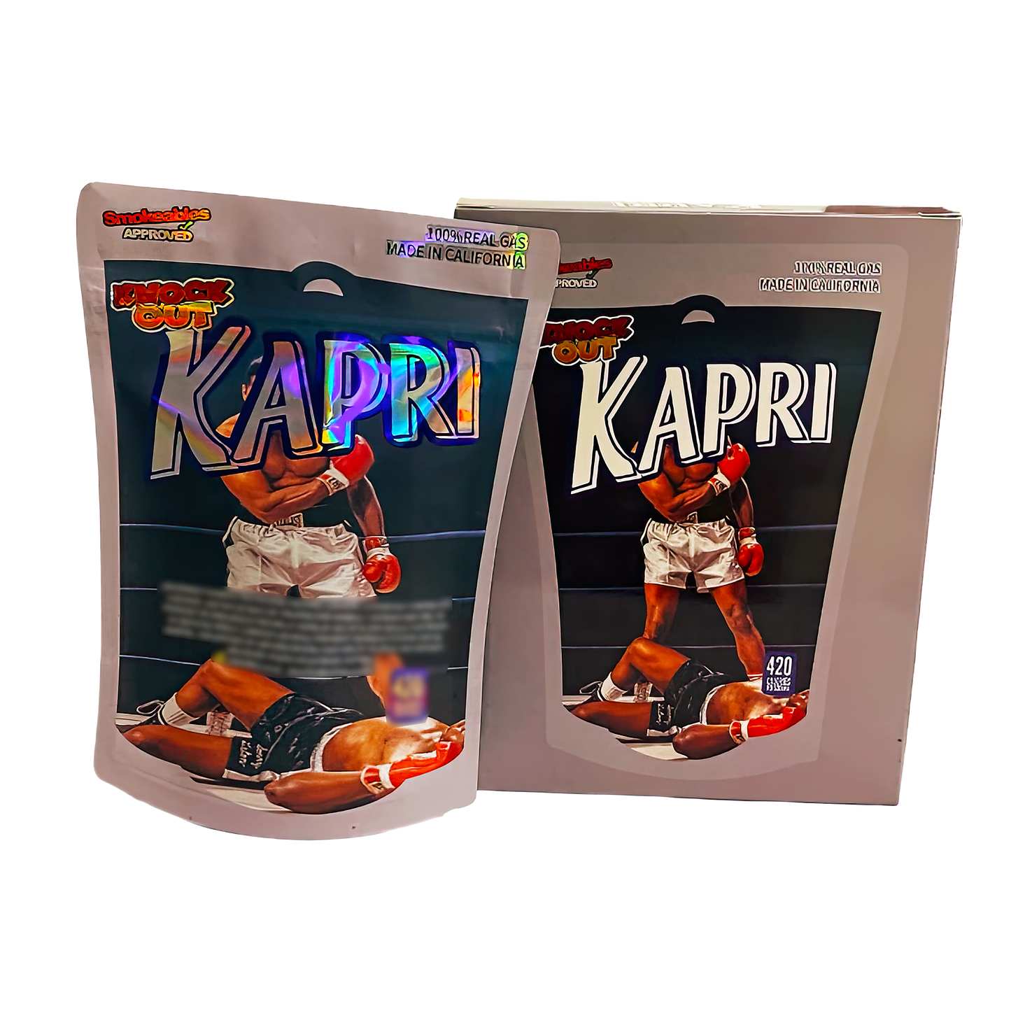 3.5g Mylar Bag with Window Box - Kapri Knock Out (25 Bags+25Boxes)