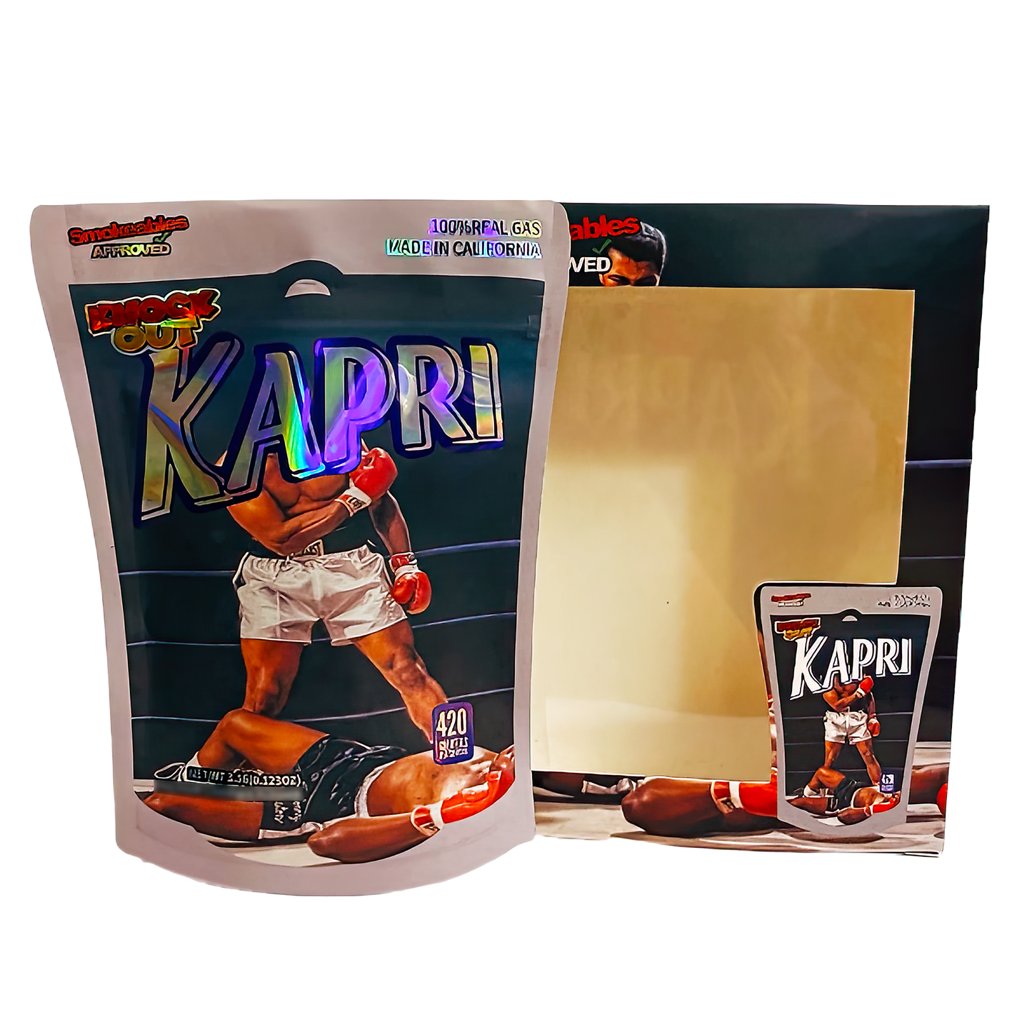 3.5g Mylar Bag with Window Box - Kapri Knock Out (25 Bags+25Boxes)