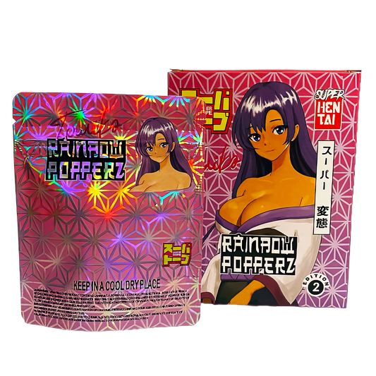 3.5g Mylar Bag with Window Box - Rainbow Popperz (25 Bags+25Boxes)