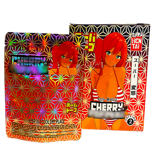 3.5g Mylar Bag with Window Box - Cherry Popperz (25 Bags+25Boxes)