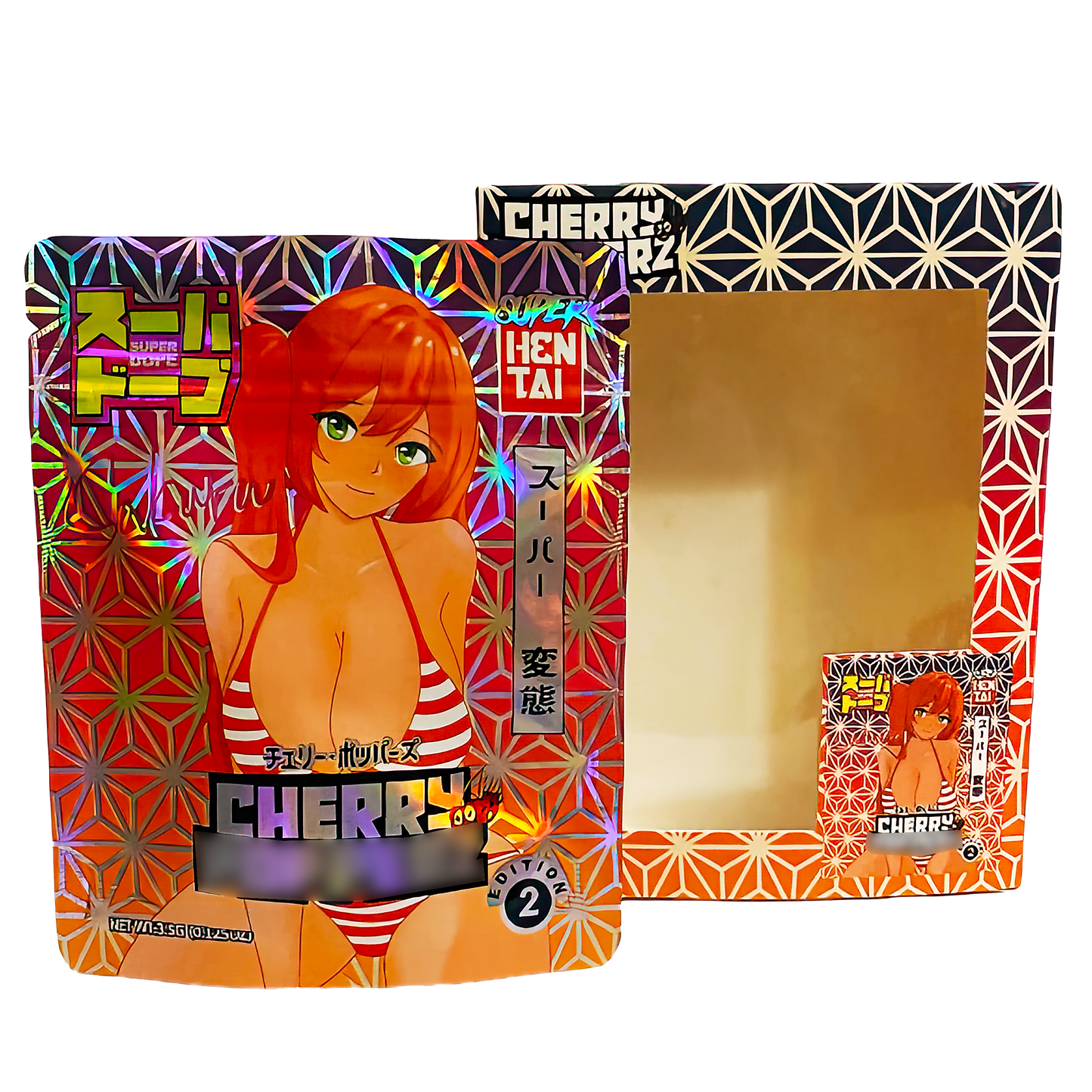 3.5g Mylar Bag with Window Box - Cherry Popperz (25 Bags+25Boxes)