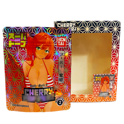 3.5g Mylar Bag with Window Box - Cherry Popperz (25 Bags+25Boxes)