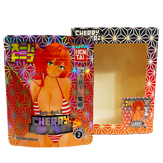 3.5g Mylar Bag with Window Box - Cherry Popperz (25 Bags+25Boxes)