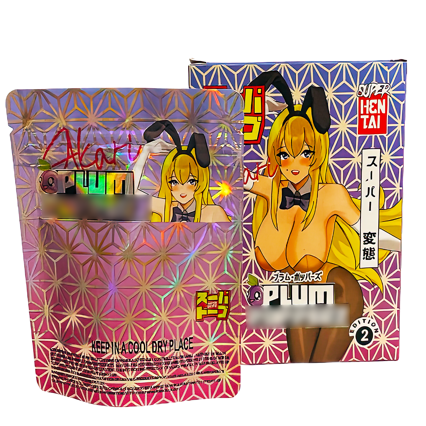 3.5g Mylar Bag with Window Box - Plum Popperz (25 Bags+25Boxes)