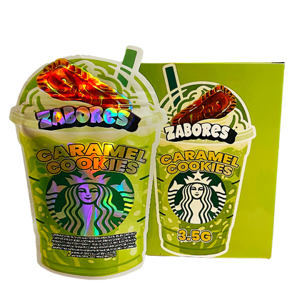 3.5g Mylar Bag with Window Box - Zabores Caramel Cookies (25 Bags+25Boxes)