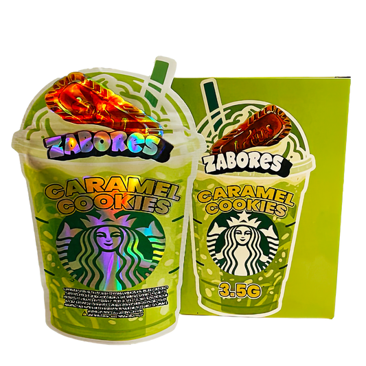 3.5g Mylar Bag with Window Box - Zabores Caramel Cookies (25 Bags+25Boxes)