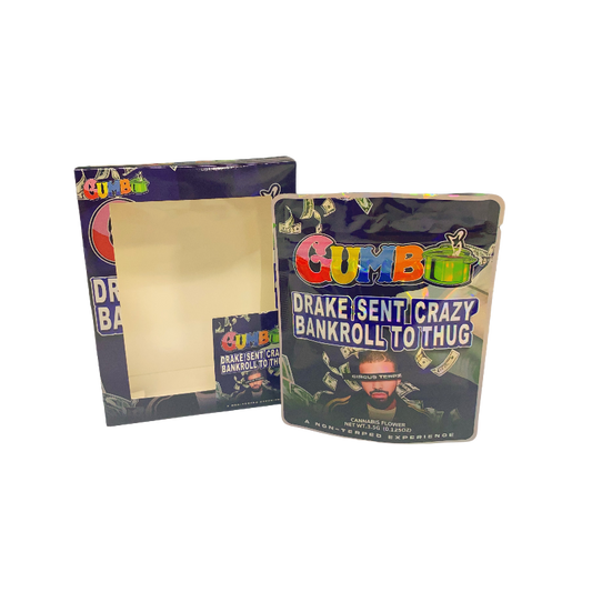 25 Pack 3.5g Shaped Bags & Window Boxes Set - Gumbo Drake Sent Crazy