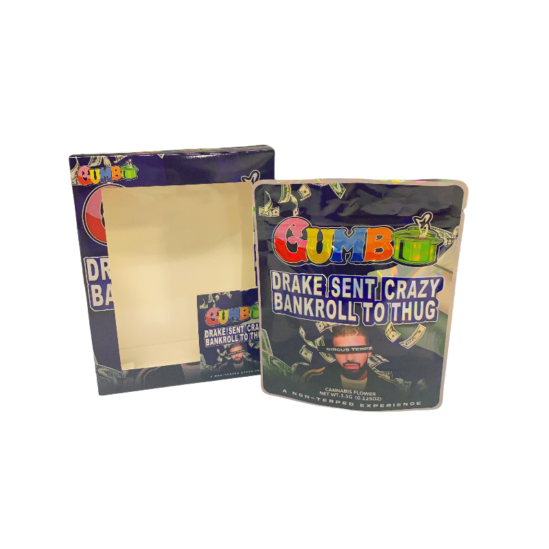 25 Pack 3.5g Shaped Bags & Window Boxes Set - Gumbo Drake Sent Crazy