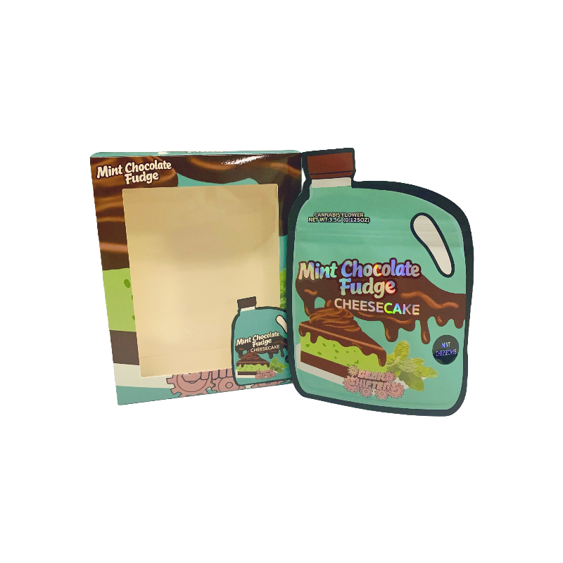 25 Pack 3.5g Shaped Bags & Window Boxes Set - Mint Chocolate Fudge Cheesecake