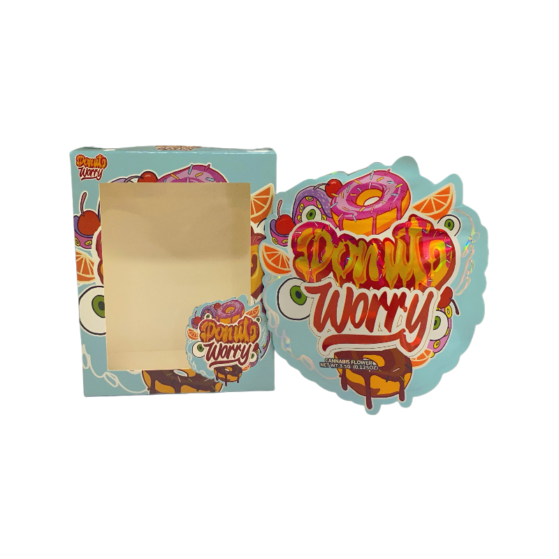 25 Pack 3.5g Shaped Bags & Window Boxes Set - Donuts Worry