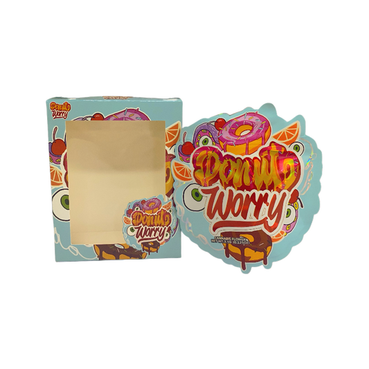 25 Pack 3.5g Shaped Bags & Window Boxes Set - Donuts Worry