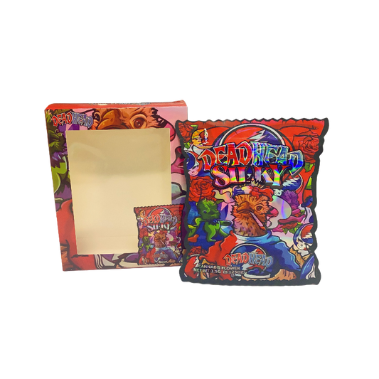 25 Pack 3.5g Shaped Bags & Window Boxes Set - Deadhead Silky