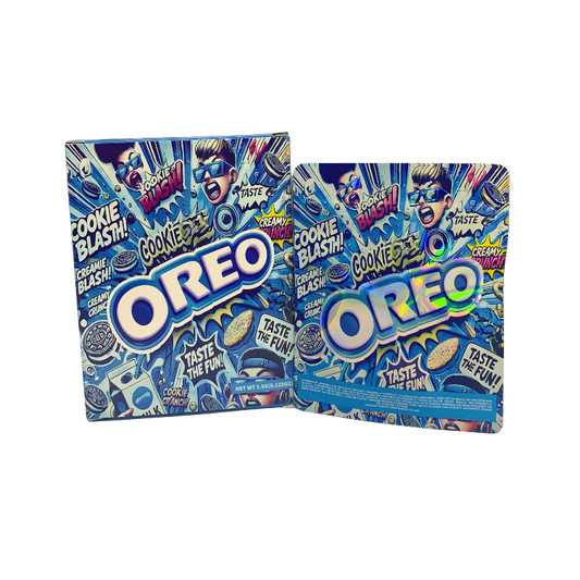 25 Pack 3.5g Shaped Bags & Window Boxes Set - Oreo Cookie Blash