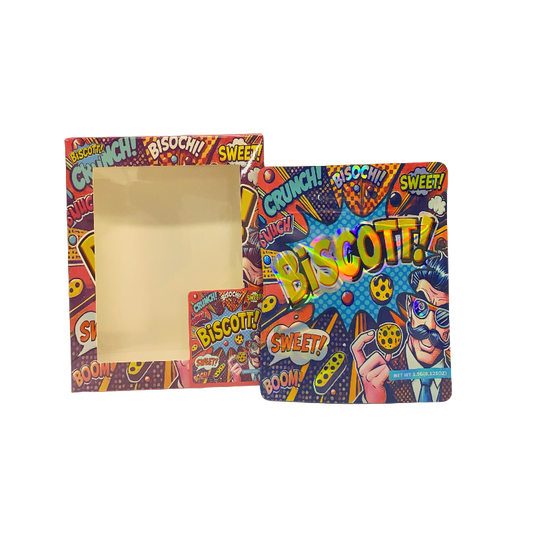 25 Pack 3.5g Shaped Bags & Window Boxes Set - Biscott