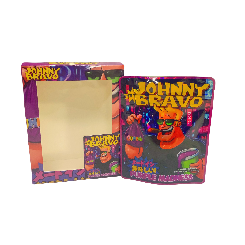25 Pack 3.5g Shaped Bags & Window Boxes Set - Johnny Bravo