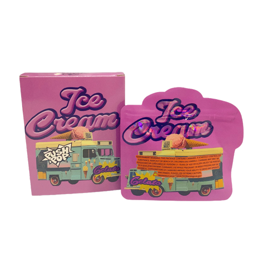 25 Pack 3.5g Shaped Bags & Window Boxes Set - Ice Cream Gelato Truck
