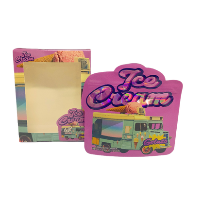 25 Pack 3.5g Shaped Bags & Window Boxes Set - Ice Cream Gelato Truck