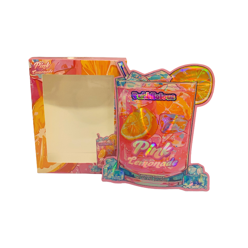 25 Pack 3.5g Shaped Bags & Window Boxes Set - Bubblicious Pink Lemonade