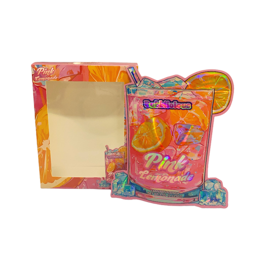 25 Pack 3.5g Shaped Bags & Window Boxes Set - Bubblicious Pink Lemonade