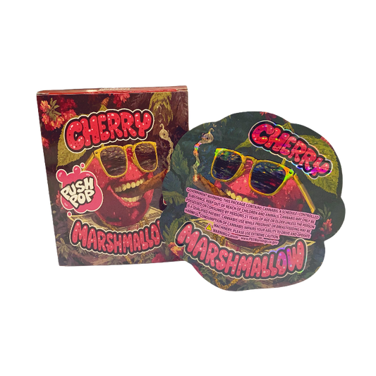 25 Pack 3.5g Shaped Bags & Window Boxes Set - Push Pop Cherry Marshmallow