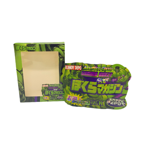 25 Pack 3.5g Shaped Bags & Window Boxes Set - Hulk Monster Green Gamma Burzt