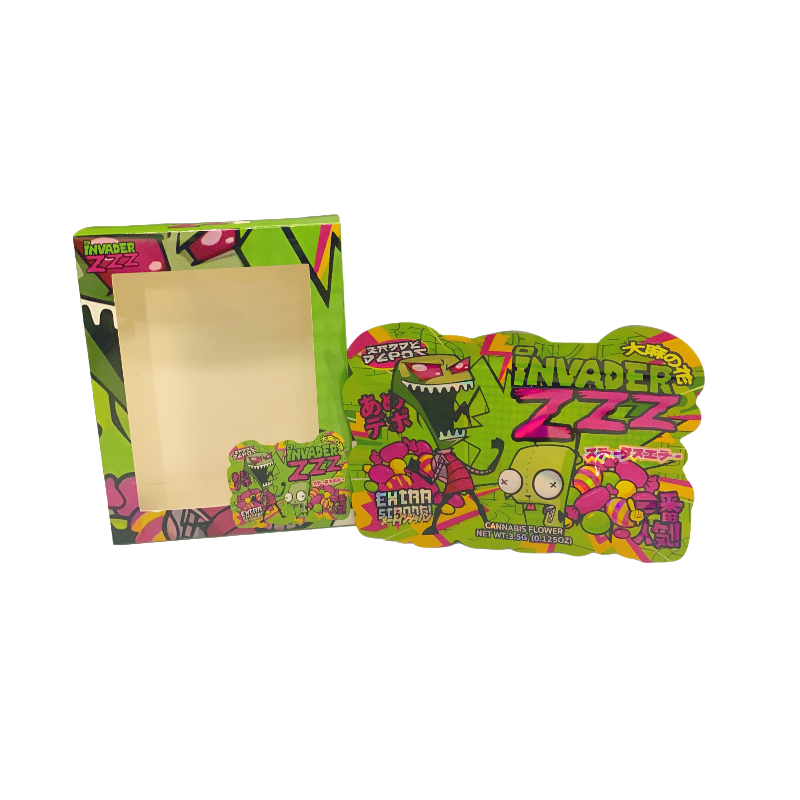 25 Pack 3.5g Shaped Bags & Window Boxes Set - Kandy Depo Invader ZZZ