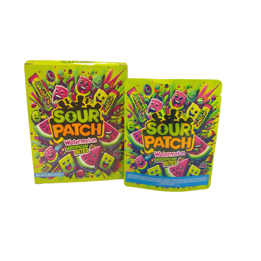 25 Pack 3.5g Shaped Bags & Window Boxes Set - Sour Patch Watermelon Bites