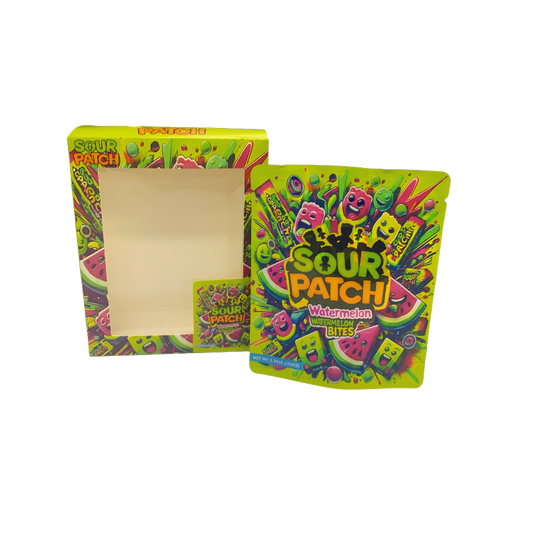 25 Pack 3.5g Shaped Bags & Window Boxes Set - Sour Patch Watermelon Bites