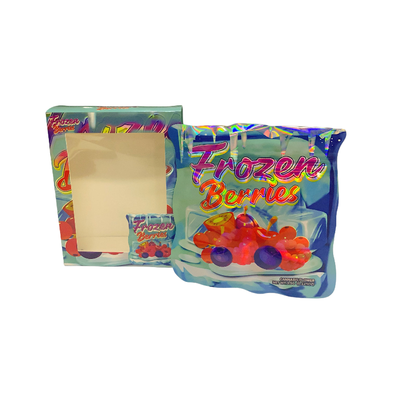 25 Pack 3.5g Shaped Bags & Window Boxes Set - Frozen Berries