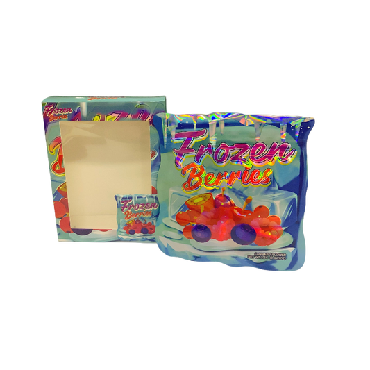25 Pack 3.5g Shaped Bags & Window Boxes Set - Frozen Berries