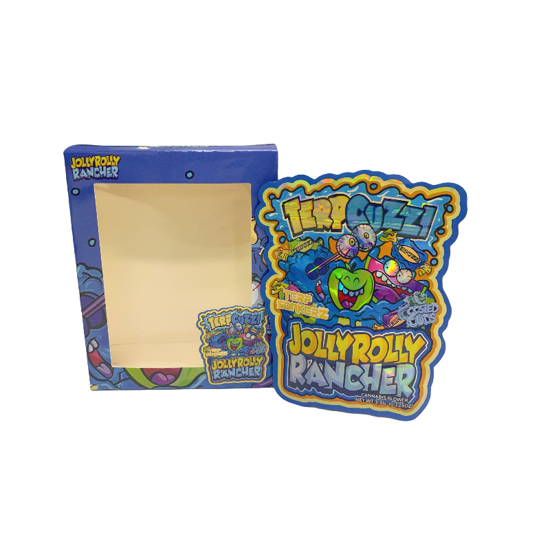 25 Pack 3.5g Shaped Bags & Window Boxes Set - Terpcuzzi JollyRolly Rancher