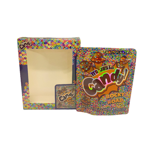 25 Pack 3.5g Shaped Bags & Window Boxes Set - It's Just Candy Rocky Road