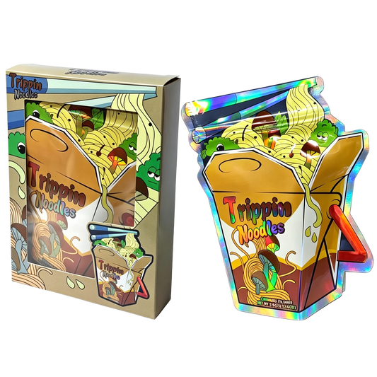 25 Pack 3.5g Shaped Bags & Window Boxes Set - Tripping Noodles