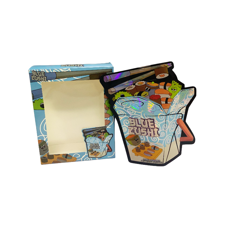25 Pack 3.5g Shaped Bags & Window Boxes Set - Blue Zushi