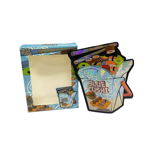 25 Pack 3.5g Shaped Bags & Window Boxes Set - Blue Zushi